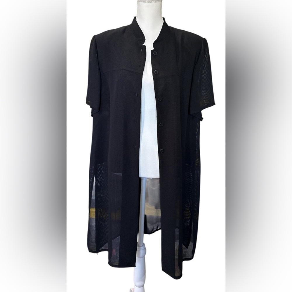 Donna Ricco Black Sheer Button-Up cardigan